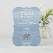 Dusty Blue en Silver Foil Elephant Vrijgezellenfee Kaart (Staand voorkant)