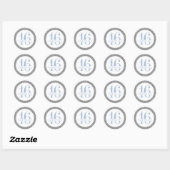 Dusty Blue en Silver Glitter Birthday Favor Ronde Sticker (Vel)