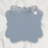 Dusty Blue en Silver Glitter Elegant Floral Bedankjes Labels (Achterkant)