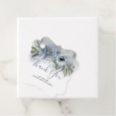 Dusty Blue en Silver Glitter Elegant Floral Bedankjes Labels (In situ)
