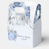 Dusty Blue en Silver Glitter Florals Wedding Bedankdoosjes (Geopend)