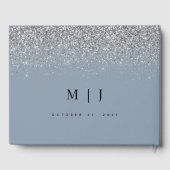Dusty Blue en Silver Glitter Wedding Gastenboek (Achterkant)