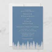 Dusty Blue en Silver Pine Trees Winter Wedding Kaart (Voorkant)