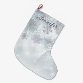 Dusty Blue en Silver Snowflake kerststooking Grote Kerstsok (Voorkant (Hangend))