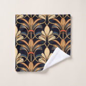Dusty Blue en Sinaasappel Art Deco Bad Handdoek (Wasdoekje)
