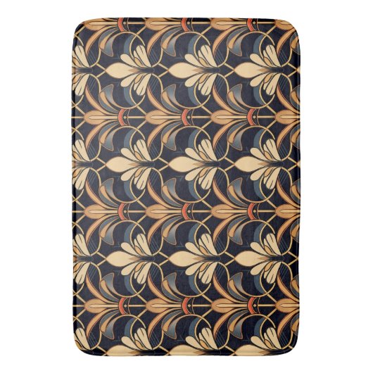 Dusty Blue en Sinaasappel Art Deco Badmat (Voorkant Verticaal)