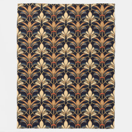 Dusty Blue en Sinaasappel Art Deco Fleece Deken