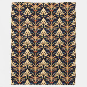 Dusty Blue en Sinaasappel Art Deco Fleece Deken
