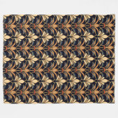 Dusty Blue en Sinaasappel Art Deco Fleece Deken (Voorkant (Horizontaal))