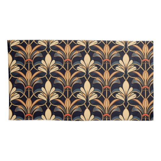 Dusty Blue en Sinaasappel Art Deco Kussensloop (Achterkant-Rechts)