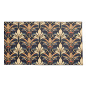 Dusty Blue en Sinaasappel Art Deco Kussensloop (Achterkant-Links)