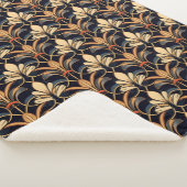 Dusty Blue en Sinaasappel Art Deco Sherpa Deken (3/4)