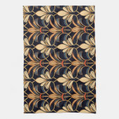 Dusty Blue en Sinaasappel Art Deco Theedoek (Verticaal)