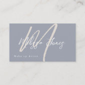Dusty Blue en Tan Elegant Minimalist Visitekaartje (Voorkant)