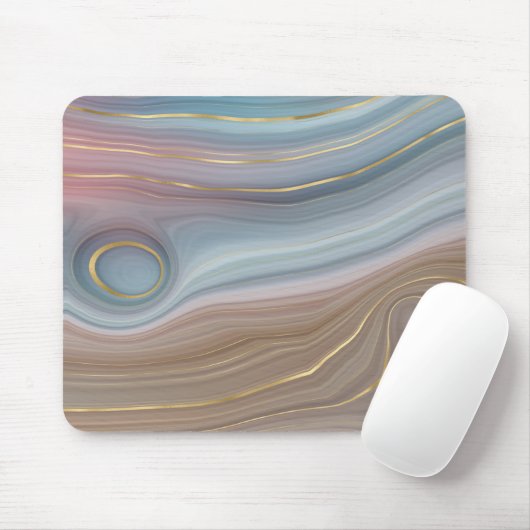 Dusty Blue en Taupe Agate Mousepad Muismat (Met muis)