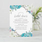 Dusty Blue en Turquoise Floral Vrijgezellenfeest Kaart (Staand voorkant)