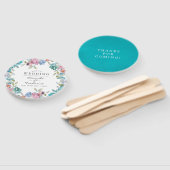 Dusty Blue en Turquoise Floral Wedding Favor Handwaaier (Niet-gemonteerd)