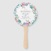 Dusty Blue en Turquoise Floral Wedding Favor Handwaaier (Voorkant)