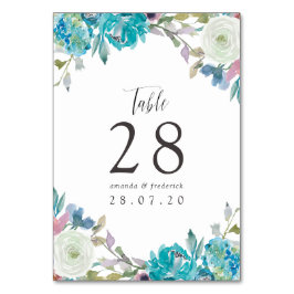Dusty Blue en Turquoise Floral Wedding Kaart
