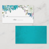 Dusty Blue en Turquoise Floral Wedding Plaatskaartje (Voorkant / Achterkant)