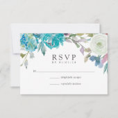 Dusty Blue en Turquoise Floral Wedding RSVP