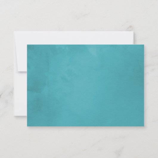 Dusty Blue en Turquoise Floral Wedding RSVP (Achterkant)