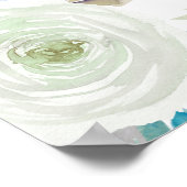 Dusty Blue en Turquoise Floral Wedding Welcome Poster (Hoek)