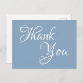 Dusty Blue en White Calligraphy Hartelijk dank Briefkaart (Voorkant / Achterkant)