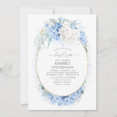 Dusty Blue en White Floral Baptism Kaart (Voorkant)