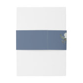 Dusty Blue en White Floral - Dusty Blue Uitnodigingen Wikkel (Achterkant Voorbeeld)