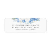 Dusty Blue en White Floral Elegant Etiket (Voorkant)