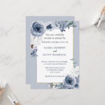 Dusty Blue en White Floral Gold Botanical Weddensc