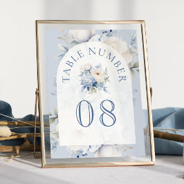 Dusty Blue en White Floral Wedding Kaart
