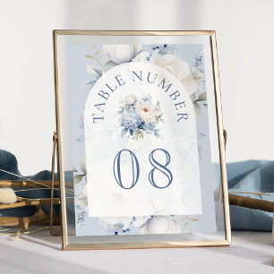 Dusty Blue en White Floral Wedding Kaart