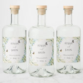 Dusty Blue en White Floral Wedding Likeurfles Etiket (Flessen)