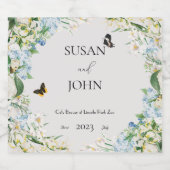 Dusty Blue en White Floral Wedding Likeurfles Etiket (Enkel label)