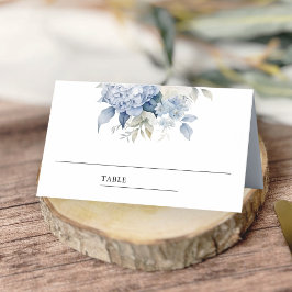 Dusty Blue en White Floral Wedding Plaatskaartje