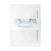 Dusty Blue en White Floral Wedding Uitnodigingen Wikkel (Voorkant Voorbeeld)