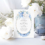 Dusty Blue en White Flowers Elegant Wedding Kaart<br><div class="desc">Uitnodigingen voor de bruiloft van mosterdblauw en witte bloemen</div>