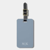 Dusty Blue en White | Modern monogram Bagagelabel (Voorkant verticaal)