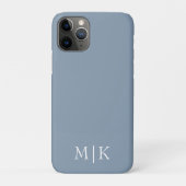 Dusty Blue en White | Modern monogram Case-Mate iPhone Case (Achterkant)