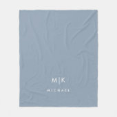 Dusty Blue en White | Modern monogram Fleece Deken (Voorkant)