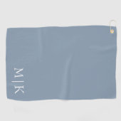 Dusty Blue en White | Modern monogram Golfhanddoek (Horizontaal)