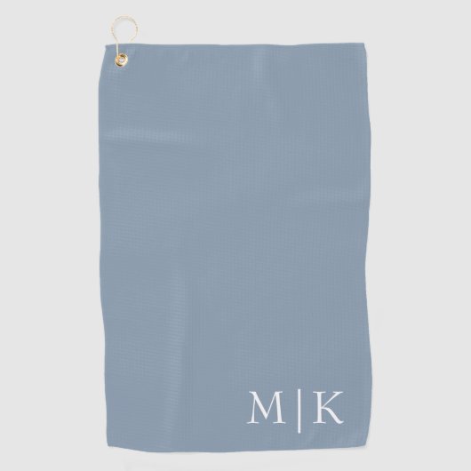 Dusty Blue en White | Modern monogram Golfhanddoek (Voorkant)