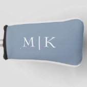 Dusty Blue en White | Modern monogram Golfheadcover (Voorkant)