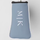 Dusty Blue en White | Modern monogram Golfheadcover (Draai 90)