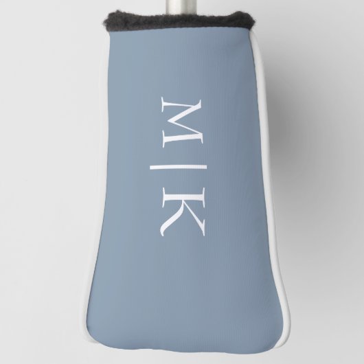 Dusty Blue en White | Modern monogram Golfheadcover (Draai 90)