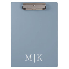 Dusty Blue en White | Modern monogram Klembord