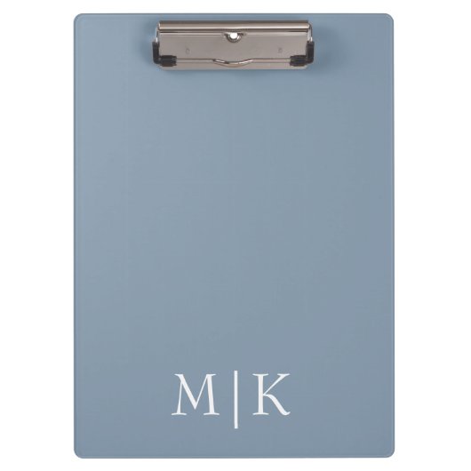 Dusty Blue en White | Modern monogram Klembord (Voorkant)