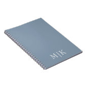 Dusty Blue en White | Modern monogram Notitieboek (Rechterzijde)